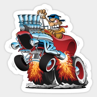 Highboy Hot Rod Race Car Cartoon Sticker